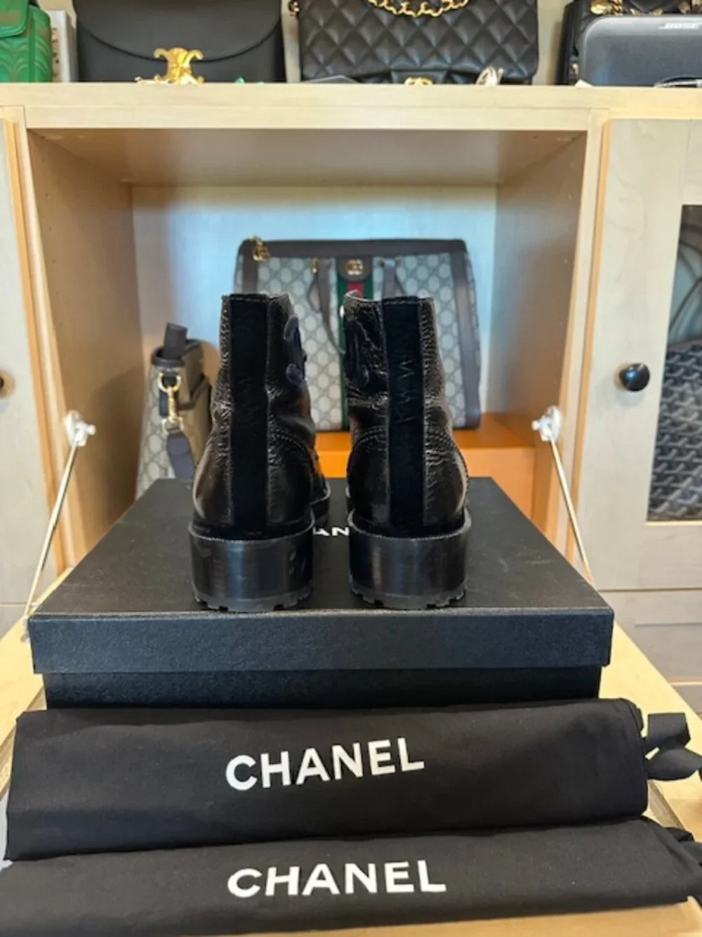 Chanel Calfskin Ankle Combat Boots Size 38